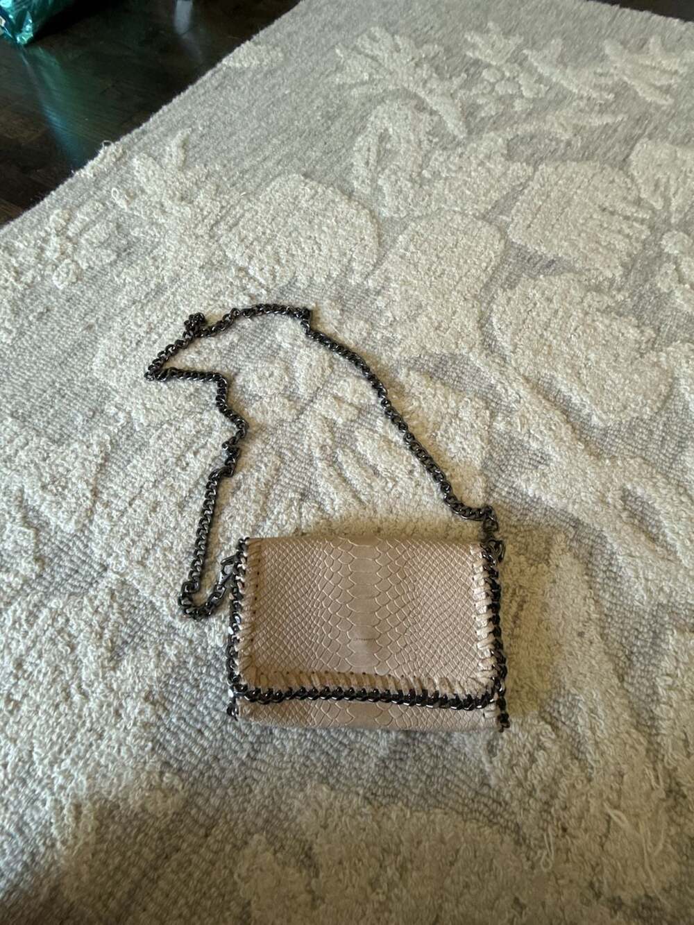 Borse in Pelle Italian Leather Snake Embossed Crossbody Bag with Chain